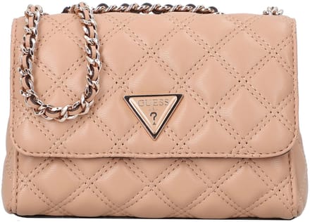 GUESS schoudertas Giully II Mini Compound Convertible Flap Bag Beige Lichtbruin