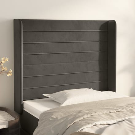 vidaXL - Hoofdbord - met - randen - 103x16x118/128 - cm - fluweel - donkergrijs