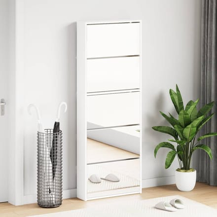 vidaXL - Schoenenkast - met - 5 - spiegels - 63x17x169,5 - cm - wit