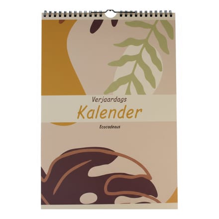 Verjaardagskalender - Wandkalender - Natuur - Abstracte bladeren - 22 cm x 33 cm - Birthday calender