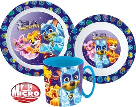 Paw Patrol Weget Mighty Ontbijtset - Lunchset - Dinerset Bord, Schaal en Beker 350ml
