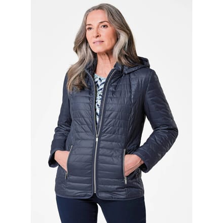 Gewatteerd jack met capuchon - marine - Gr. 40 van Goldner Fashion