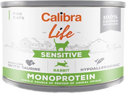 Calibra Cat Life Sensitive Natvoer - Konijn - 6 x 200 g
