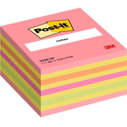 Memoblok post-it 2028 76x76mm kubus neon kleuren