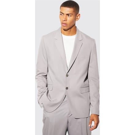Relaxed Fit Single Breasted Suit Jacket | Grey | Size 46