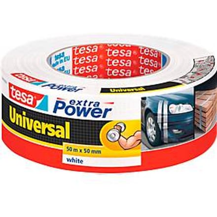 tesa textieltape Extra Power universeel ducttape textielversterkt voor repareren – wit 50m x 50mm