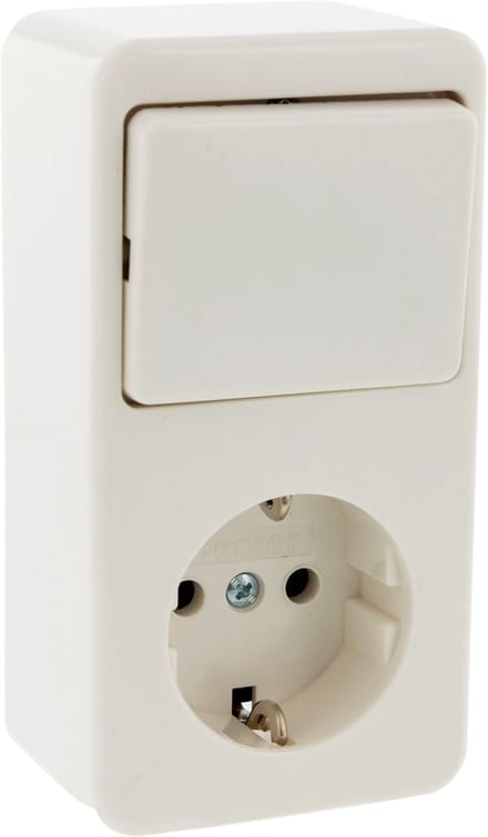 BERKER Opbouw combinatie wandcontactdoos (wcd) RA 1-voudig + wisselschakelaar polarwit