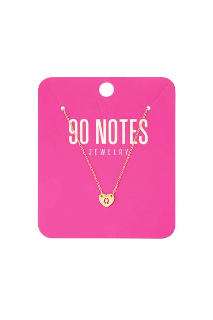 90 NOTES - Initial Heart Ketting - Letter Q - goudkleurig