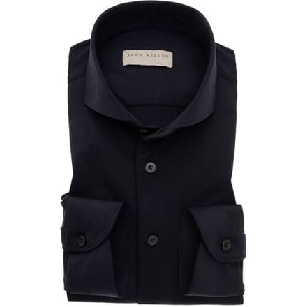 John Miller Overhemd Uni Slim Stretch Zwart / male