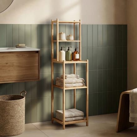 Badkamerrek Anun met 4 planken bamboe 128x30x30 cm naturel [en.casa]