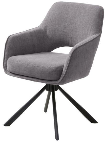Eetkamerstoel Cowley draaibaar - Chenille - Graphite - 59x65x86 cm - eetkamerstoelen set van 2