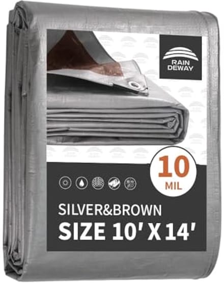 Heavy Duty Waterdicht Dekzeil 10x14 Voet - Multifunctioneel Poly Tarp met Grommets