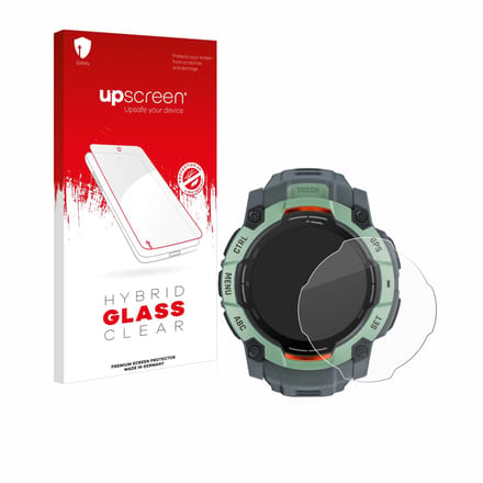 upscreen - Screenprotector voor Garmin Instinct 3 AMOLED (50 mm) - Folie Beschermfolie Beschermglas transparant