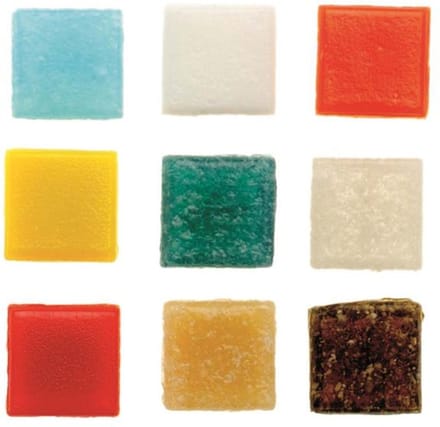 Glorex mozaiek steentjes/tegeltjes - starters pakket - vierkant - 60x stuks - multi - 2 x 2 cm