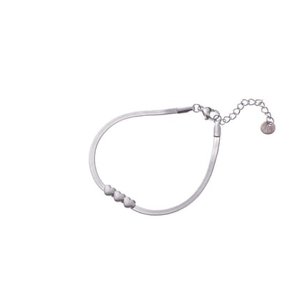Go Dutch Label Armband (Sieraad) gladde slang 3 bewerkte hartjes Zilver