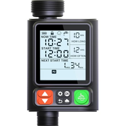 Water Timer Tuinslang Sprinkler Timer 10 Programmeerbaar Automatisch Regenvertraging 3,3 Inch LCD Scherm IP54 Waterdicht gray