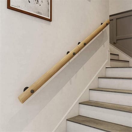 Houten Trapleuning - Steun Handgreep - Veiligheid Binnen - Massief Hout - 120cm Lengte - Onbehandeld