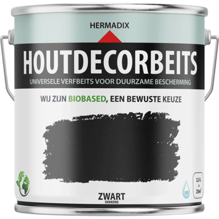Hermadix Houtdecor Verfbeits Dekkend - 0,75 liter - 620 Zwart