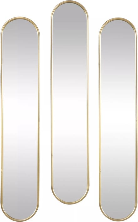 Vente-unique Set van 3 ovale spiegels van metaal - B23 x H120 cm - Goudkleurig - JAYLEN