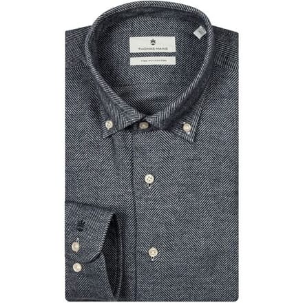 Thomas Maine Overhemd Torino Button Down Two-Ply Herringbone Flanel Navy / male