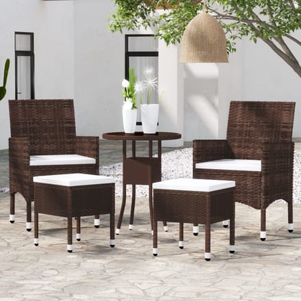 vidaXL - 5-delige - Loungeset - poly - rattan - bruin