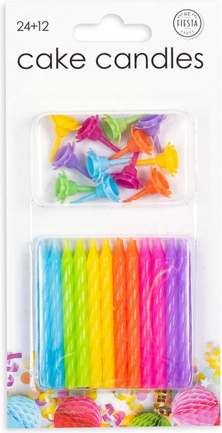 Taart kaarsjes multikleur