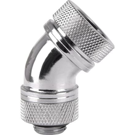 Thermaltake Pacific G1/4 PETG Tube 45-Degree Compression 16mm OD – Chrome Waterkoelinghoekverbinder