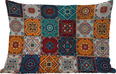 Buitenkussens - Retro - Bladeren - Design - Oranje - Bruin - 60x40 cm - Weerbestendig
