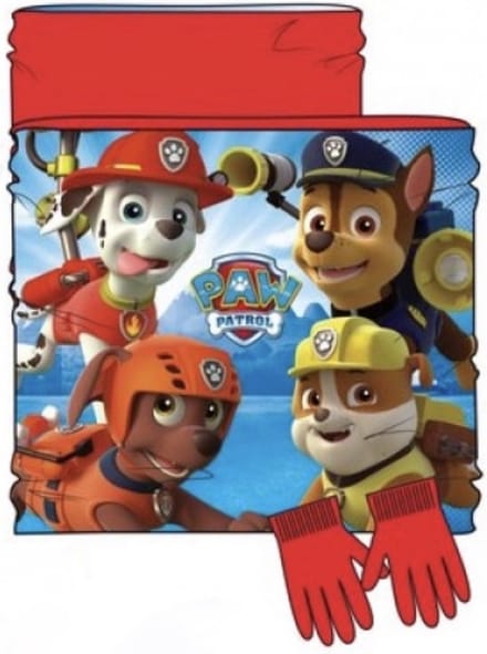 Paw Patrol set / winterset - colsjaal + handschoenen - rood - One Size (± 3-6 jaar)