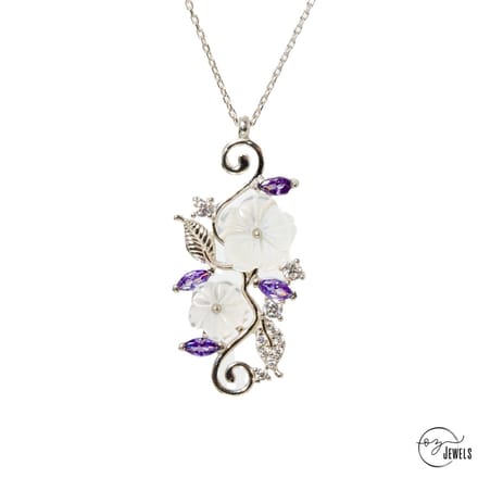 OZ Jewels – Liefdestuin Magnolia Ketting – Zilver – Amethist – Dames