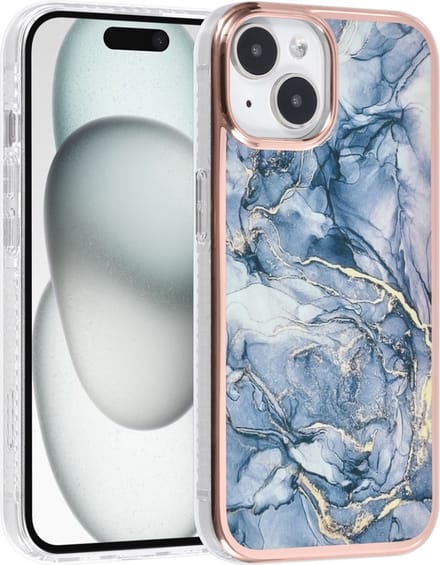iPhone 15 TPU Back Cover hoesje - Marble Grey- Grijs