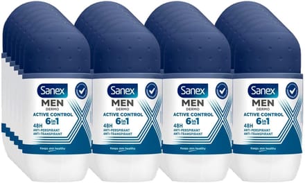 Sanex Men Active Control Anti Transpirant Deodorant Roller 50 ml - Voordeelverpakking 24 stuks