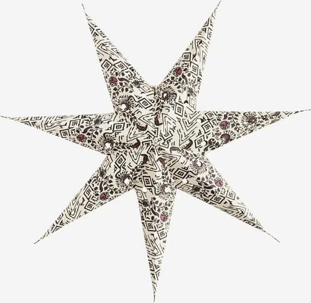 Madam Stoltz - Papieren ster lantaarn - kerstster - 60 cm - creme met print