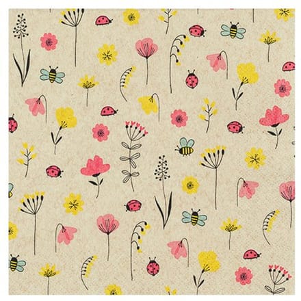 Home fashion servetten ladybugs and bees, formaat 33 x 33 cm