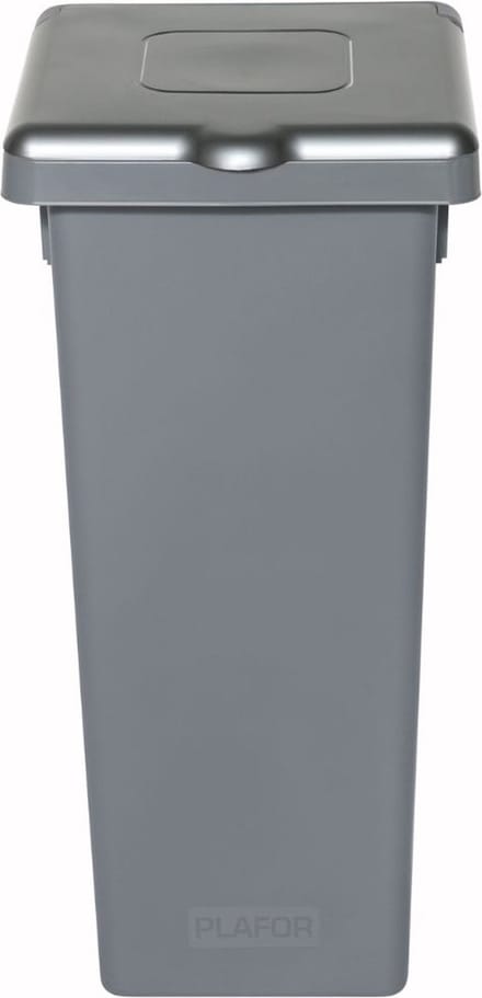 Plafor Fit Afvalemmer met Gesloten Deksel 20L – Recycling – Grijs/Grijs