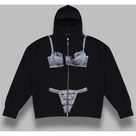 trompe l'oeil zip hoodie