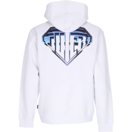 Herenhoodie met metalen logo, wit