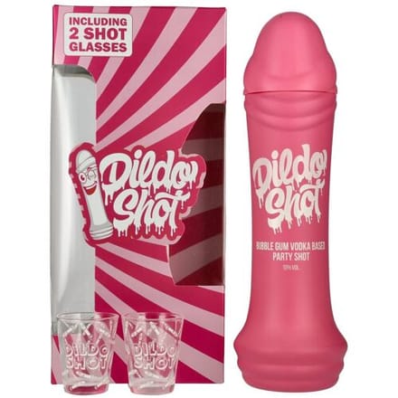 Dildo Shot Bubblegum Vodka Based 10% Vol. 0,7l in geschenkverpakking met 2 Bril