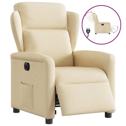 vidaXL - Fauteuil - verstelbaar - elektrisch - stof - crèmekleurig
