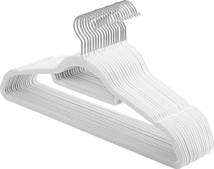 Kledinghanger - set van 20 stuks - wit - fluweel - 360 graden draaibaar
