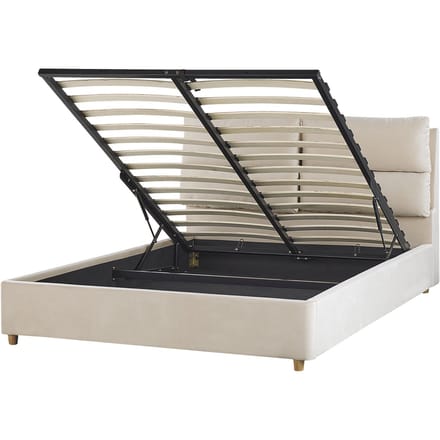 BATILLY - Tweepersoonsbed - Lichtbeige - 140 x 200 cm - Fluweel