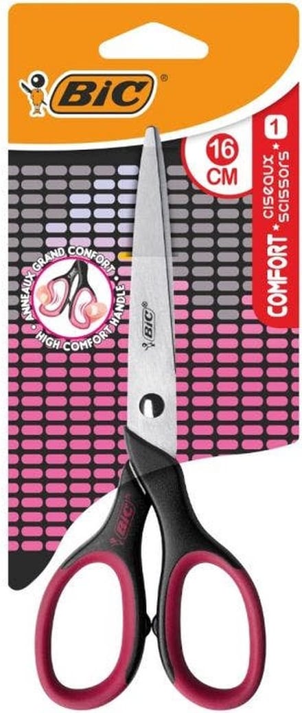 BIC 9262811, Kind, Rechte knip, Enkel, Zwart, Roze, Staal, 16 cm