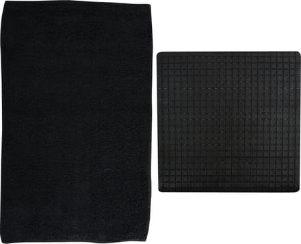 MSV Douche anti-slip/droogloop matten - Napoli badkamer set - rubber/polyester - zwart