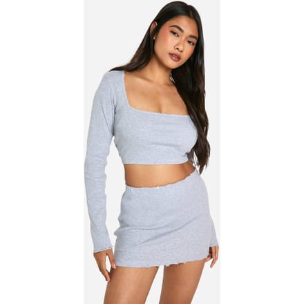 boohoo Dames Geribbelde minirok in distressed-look | Grijs | Maat: 40