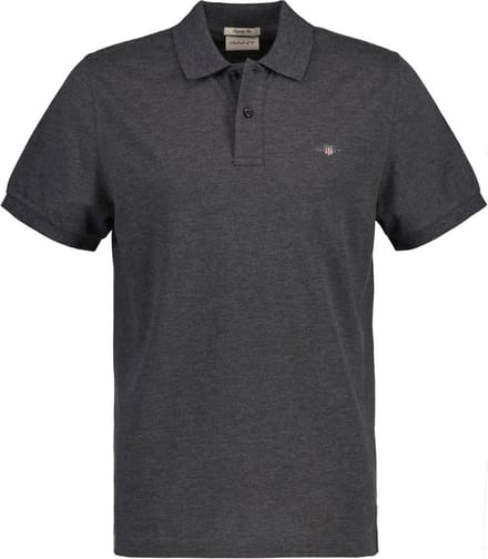 Gant Polo Fine Shield Short Sleeve Piqué Uni Antraciet Melange / male