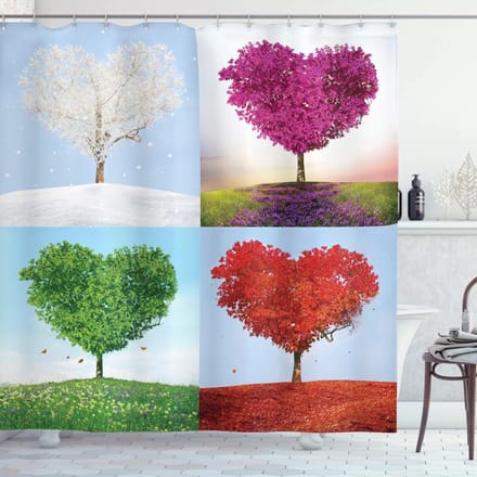ABAKUHAUS Natuur Douchegordijn – 175×200 cm – Lila/Groen