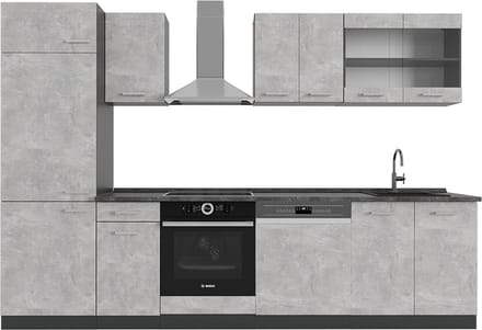 Vicco R-Line Complete keukeneenheid – 300 cm, WB Antraciet Beton/antraciet