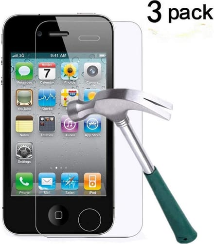 3x Screenprotector Tempered Glass Glazen Gehard Screen Protector 2.5D 9H (0.3mm) - Geschikt voor: iPhone 4 / 4S