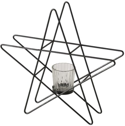 Boltze Home windlicht ster sfeervol kerstdecoratie 29,5x27,5cm zwart.