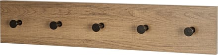 Wandkapstok – Warm eiken en zwart staal – 60x12x5 cm – Compact en natuurlijk design